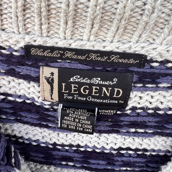 Eddie Bauer Legend Chehalis Hand Knit Sweater, Aztec pattern - Size Large - Picture 6 of 9